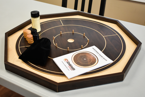 Crokinole Board For Beginners - Walnut & Maple Melamine - Traditional Crokinole Board Game Set
