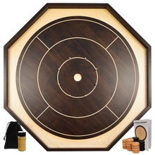 Load image into Gallery viewer, Crokinole Board For Beginners - Walnut &amp; Maple Melamine - Traditional Crokinole Board Game Set