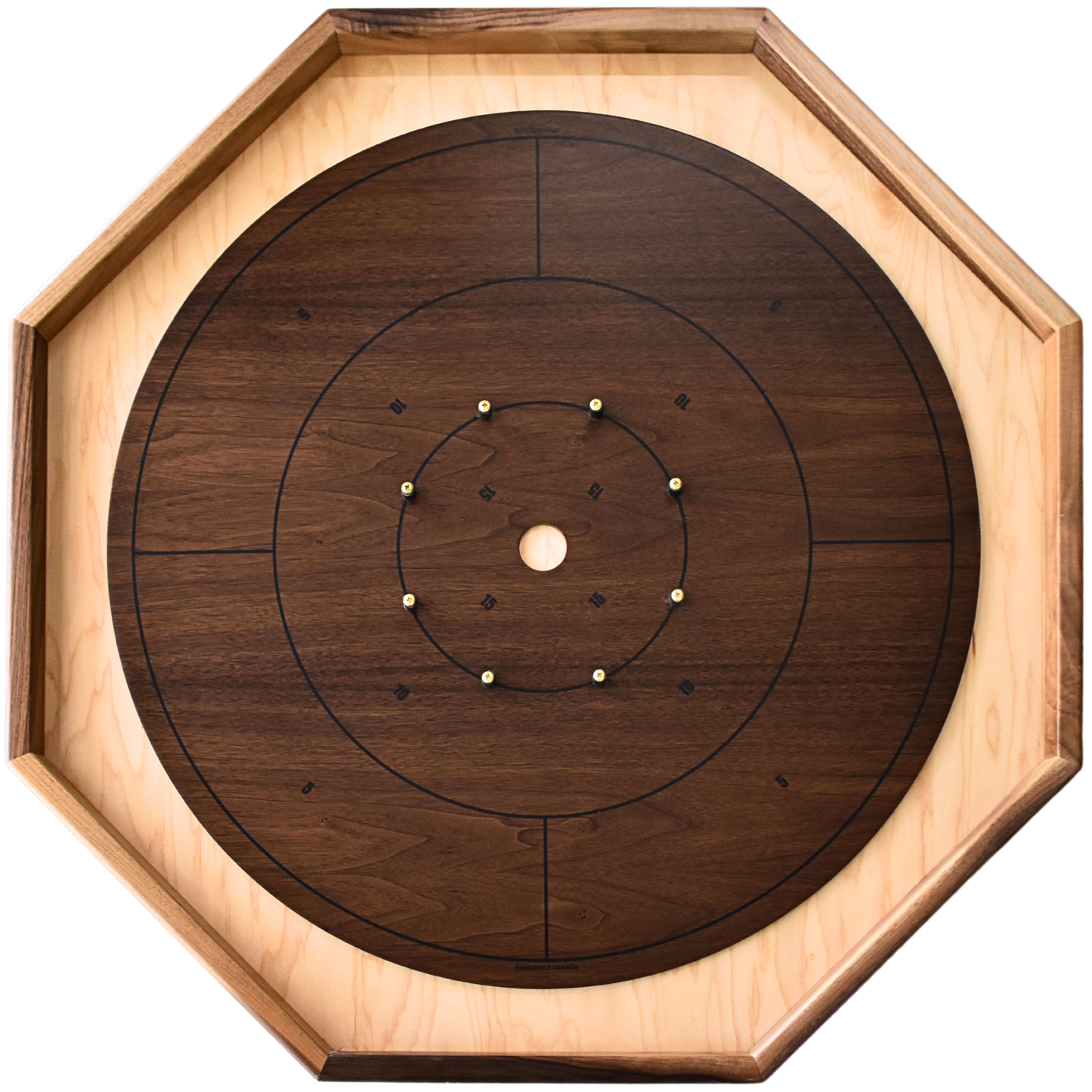 The Walnut Grove by Crokinole Canada - Traditional Crokinole Board Game Kit