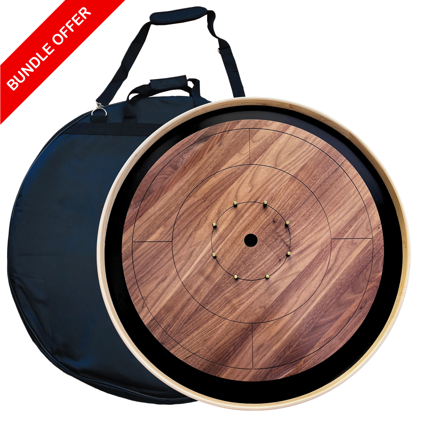 The Galactic Nuclei - Solid Walnut Hardwood Playing Surface - Ultimate Crokinole Bundle