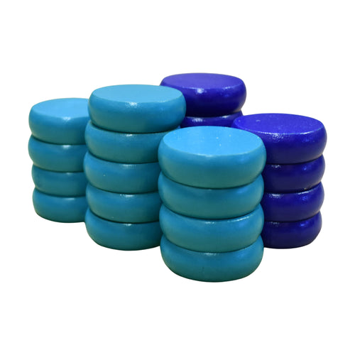 26 Crokinole Discs (Blue & Light Blue)