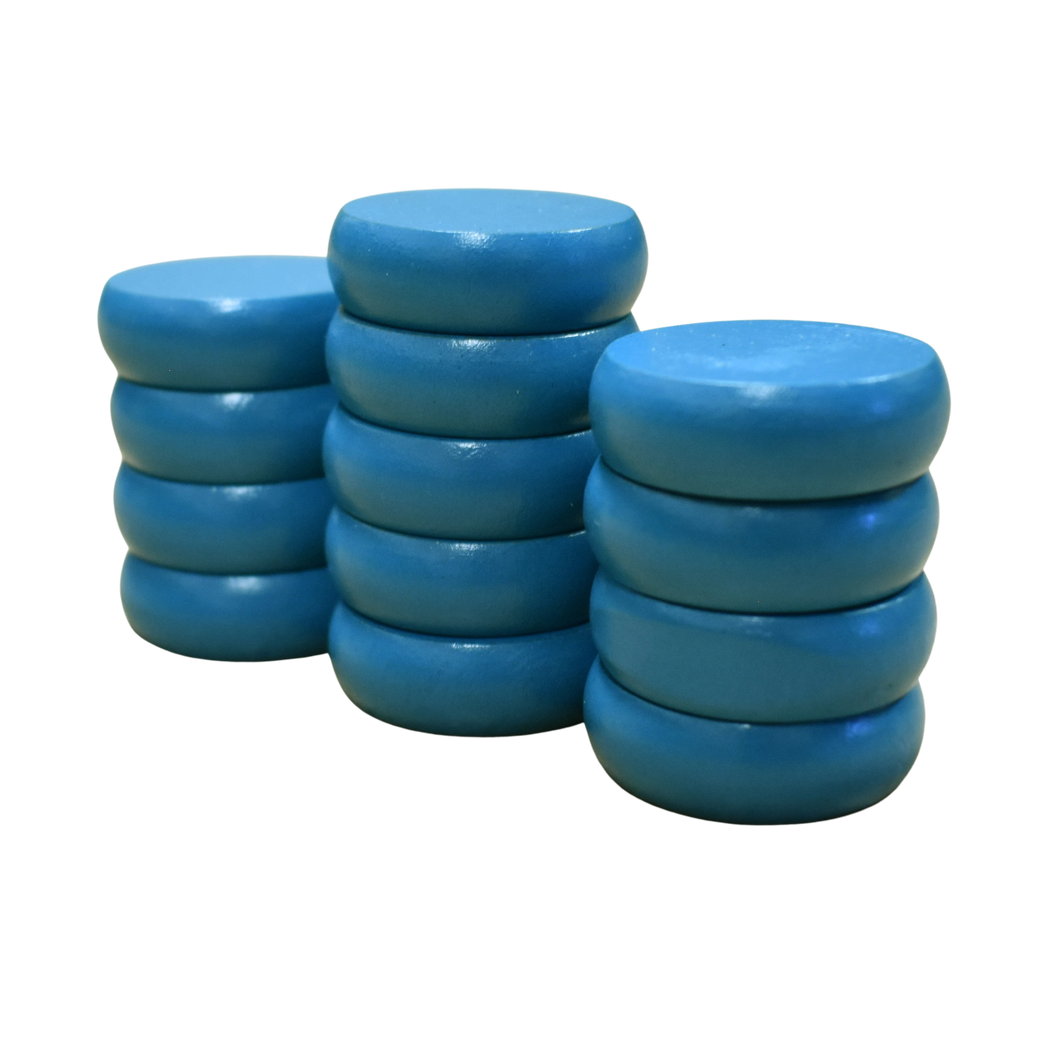 13 Light Blue Crokinole Discs (Half Set)