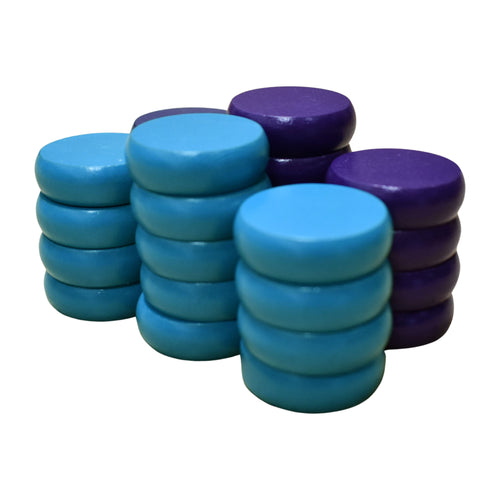 26 Crokinole Discs (Purple & Light Blue)