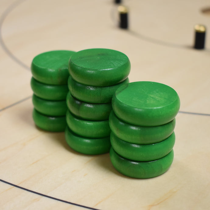 13 Green Large Tournament Style Crokinole Discs (Half Set) - DISCOUNTED