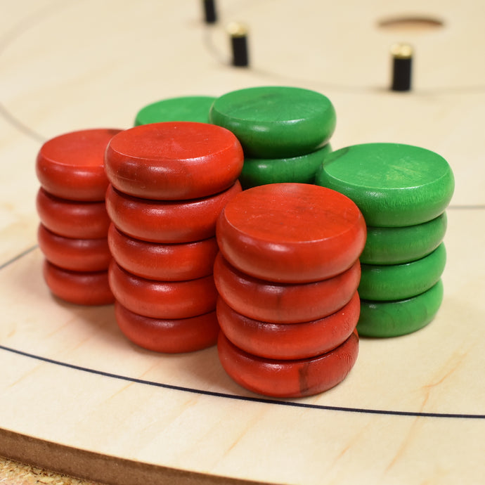 26 Large Tournament Style Crokinole Discs - Red & Green - DISCOUNTED