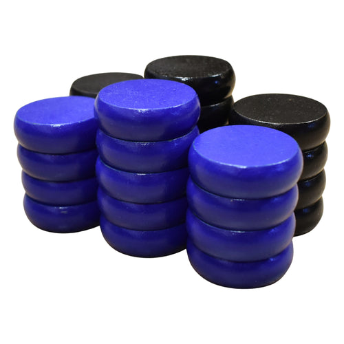 26 Crokinole Discs (Black & Blue)