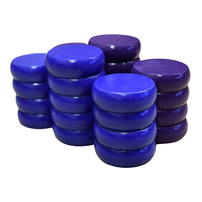 26 Crokinole Discs (Blue & Purple)