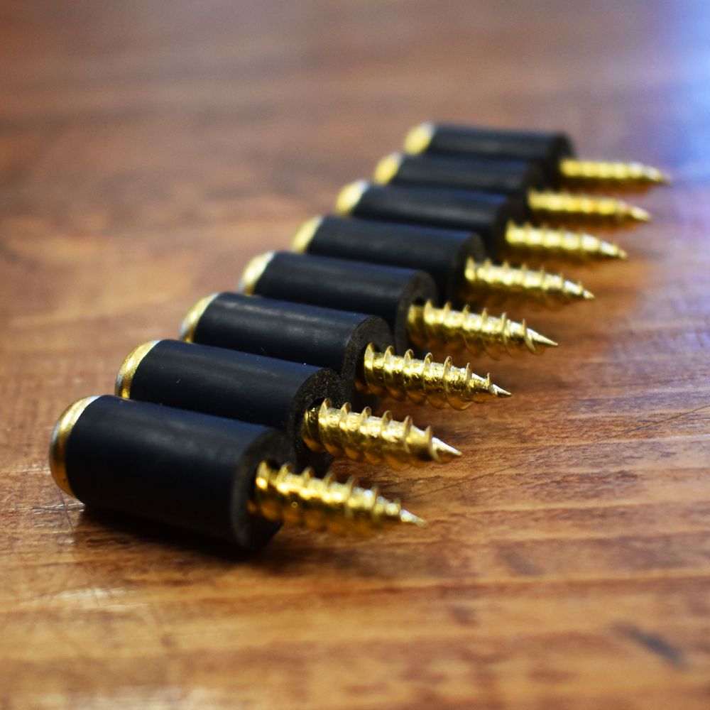 Crokinole Bumpers - 8 Brass Screws With Rubber Latex
