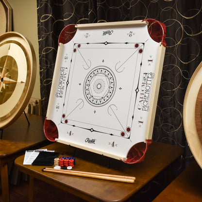 American Style - Beginner Carrom / Pinnochi Board Set - With Optional Cues