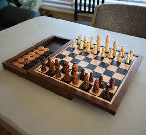 Chess / Checkers / Nine Mens Morris 3-in-1 Game Board & Pieces