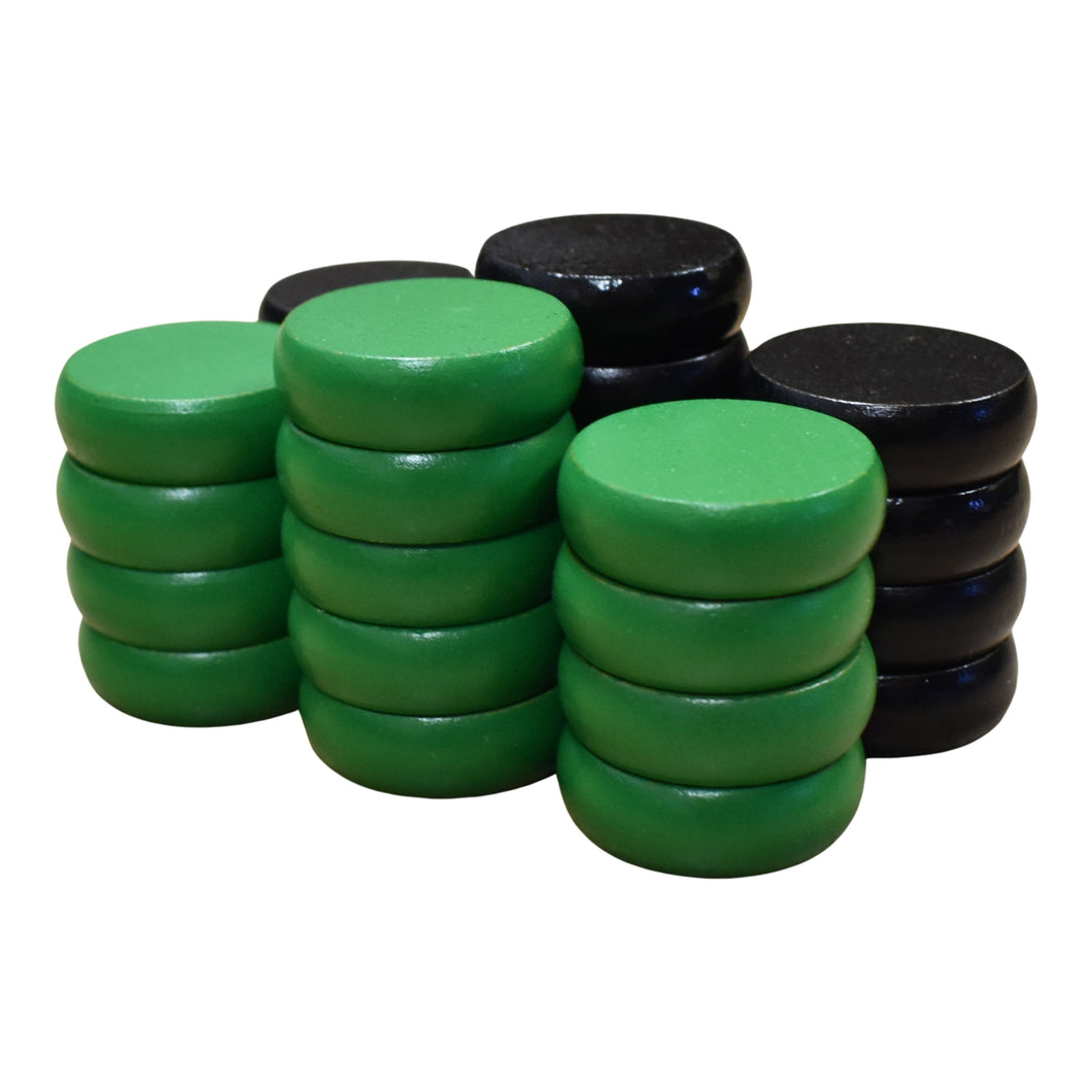26 Crokinole Discs (Black & Green)