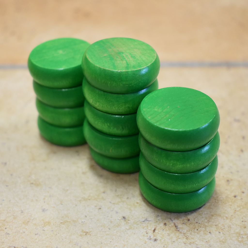 13 Green Small Traditional Style Crokinole Discs (Half Set) - DISCOUNTED