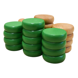 26 Crokinole Discs (Natural & Green)