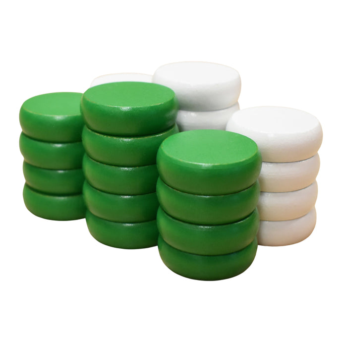 26 Crokinole Discs (White & Green)