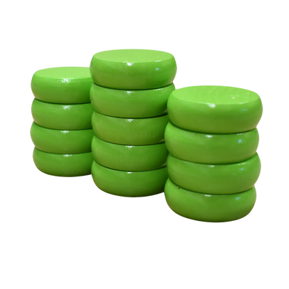 13 disques de crokinole vert citron (demi-ensemble) 
