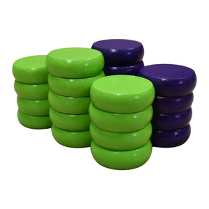 26 Crokinole Discs (Purple & Lime Green)