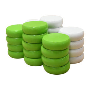 26 Crokinole Discs (White & Lime Green)