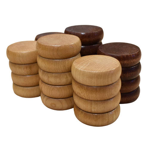 26 Crokinole Discs (Natural & Walnut Stain)