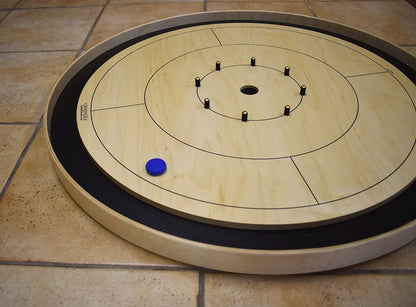 26 Crokinole Discs (Blue & Walnut Stain)