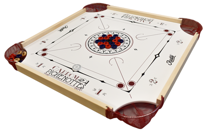 Carrom / Pinnochi Board with Carrom Men, Rules, and Pouch - Carrom Canada