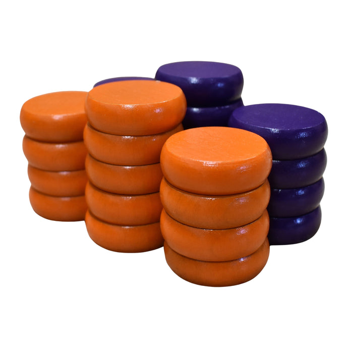 26 Crokinole Discs (Orange & Purple)