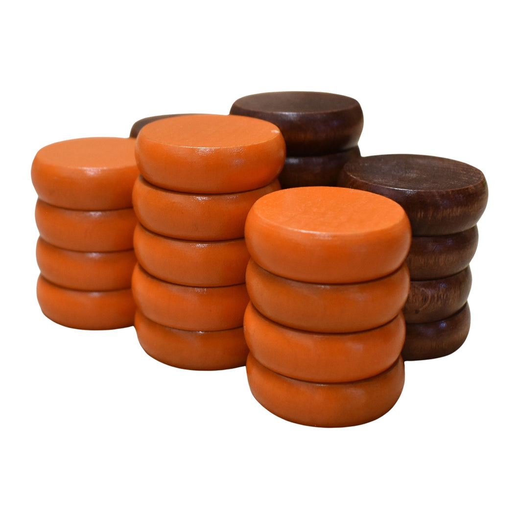 26 Crokinole Discs (Orange & Walnut Stain)