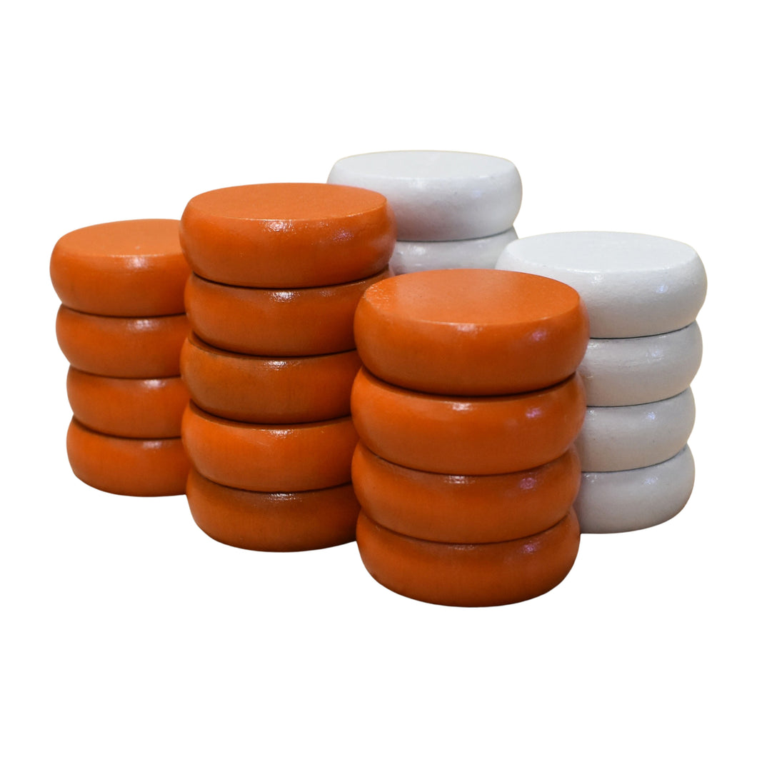 26 Crokinole Discs (White & Orange)