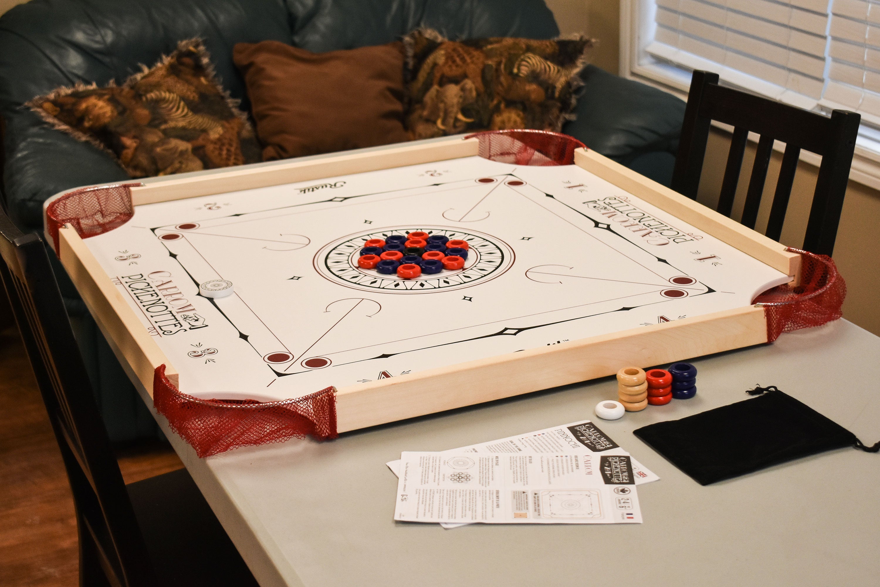 Beginner Carrom / Pinnochi Board Set - With Optional Cues