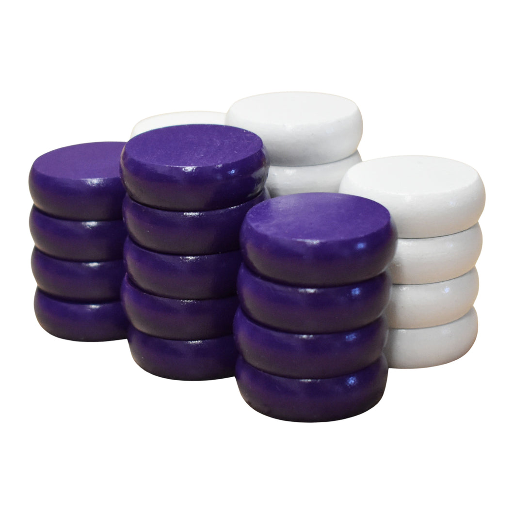 26 Crokinole Discs (White & Purple)