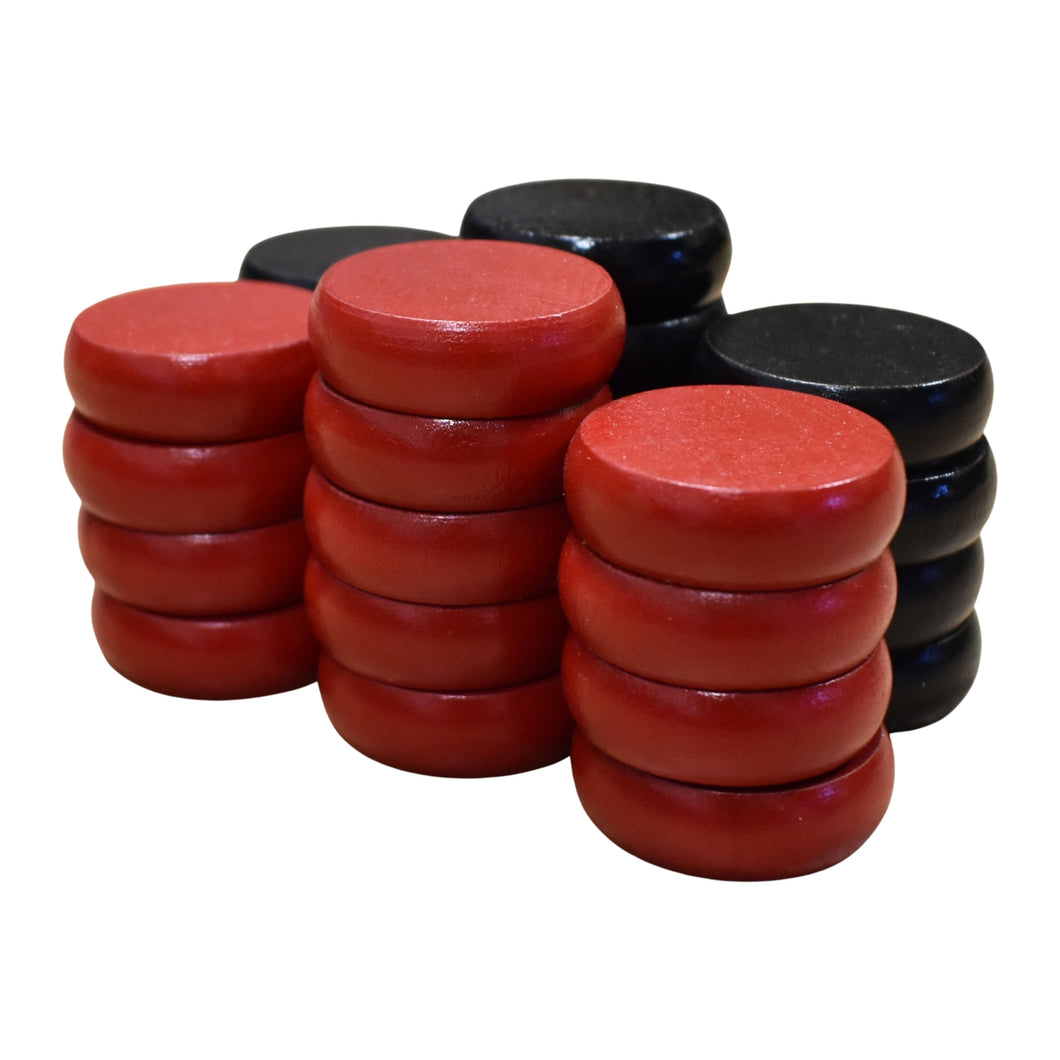 26 Crokinole Discs (Black & Red)