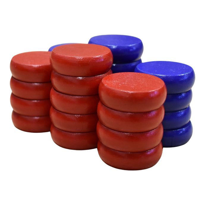 26 Crokinole Discs (Red & Blue)