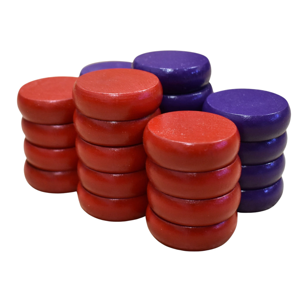 26 Crokinole Discs (Red & Purple)
