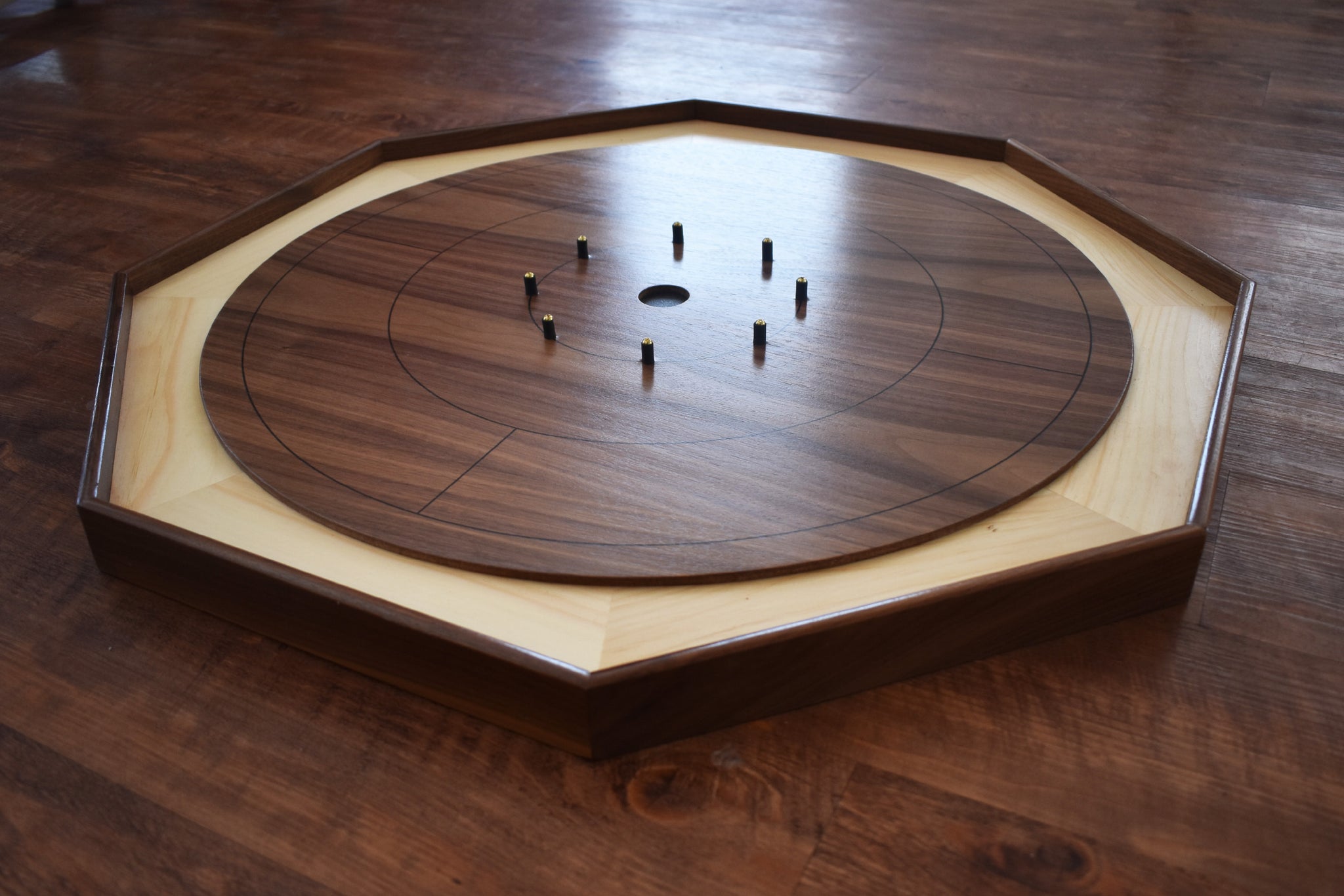 The Walnut Gold Standard Crokinole Board Traditional Octagon