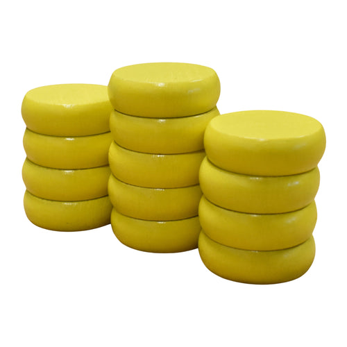 13 Yellow Crokinole Discs (Half Set)