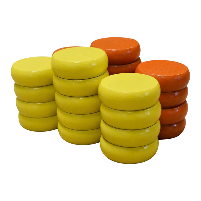 26 Crokinole Discs (Yellow & Orange)