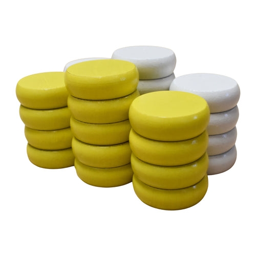 26 Crokinole Discs (White & Yellow)